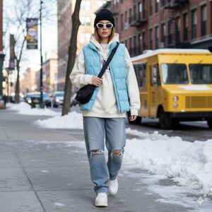 Gap Y2K Vintage Light Blue Down Puffer Vest Gorpcore Ski Aspen Chic Winter Sz S